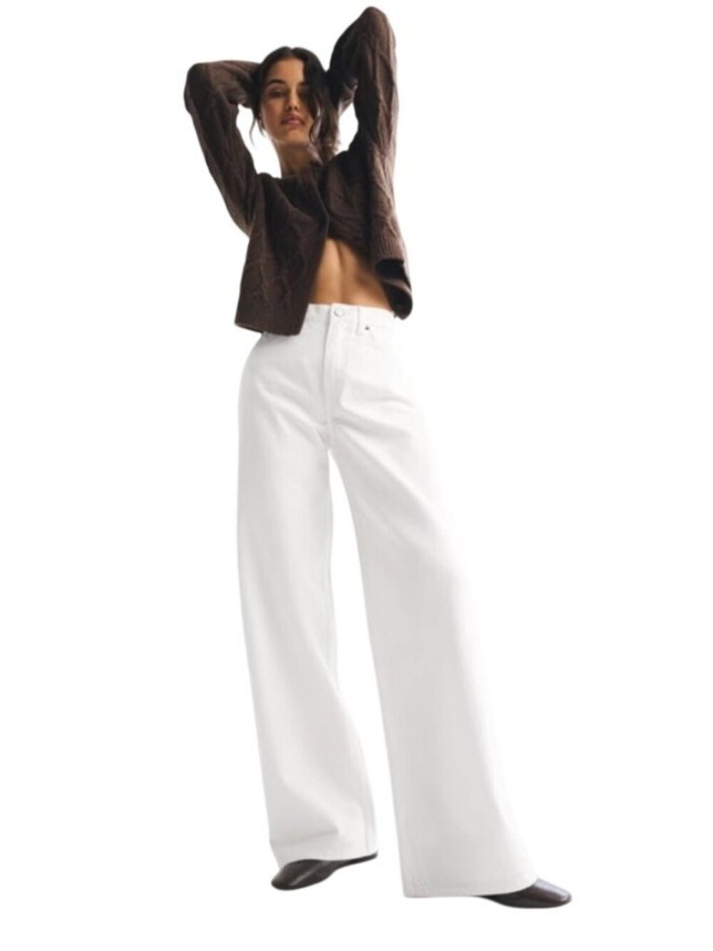 Abercrombie & Fitch Wide Leg High-Rise Curve Love Jeans Womens Size 28 White
